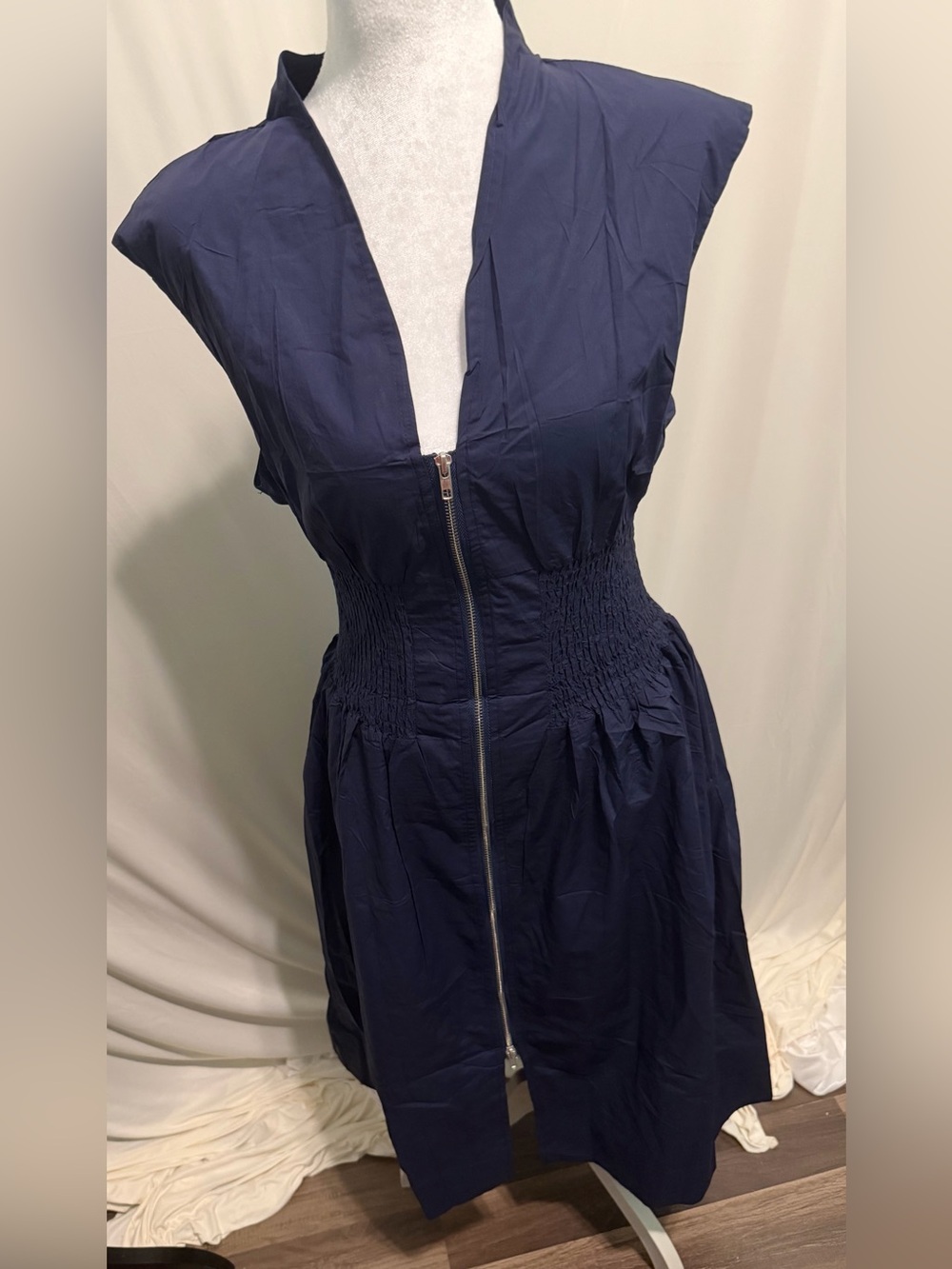 Navy Zip-Front Women’s Dress